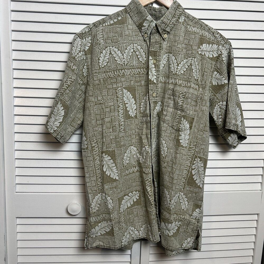 VTG Reyn Spooner Green Hawaiian traditionals Green Beach Vacation shirt  L